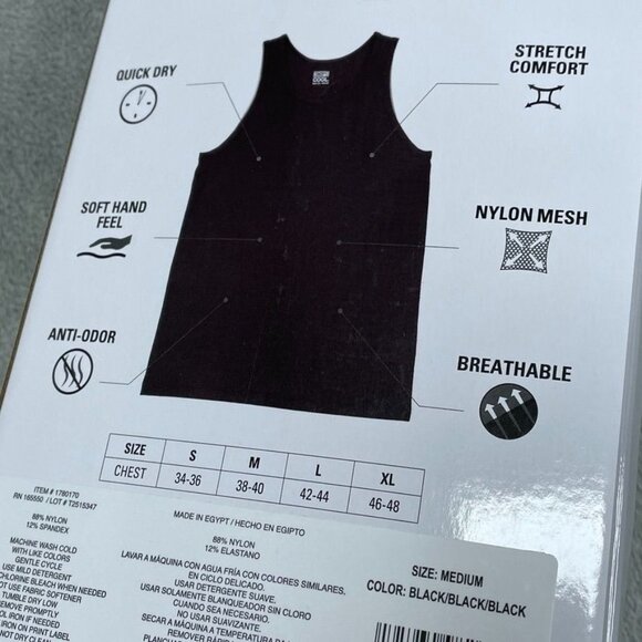3-Pack 32 Degrees Cool Mens Comfort Mesh Tank Tops Black Medium a0741 - Picture 3 of 5